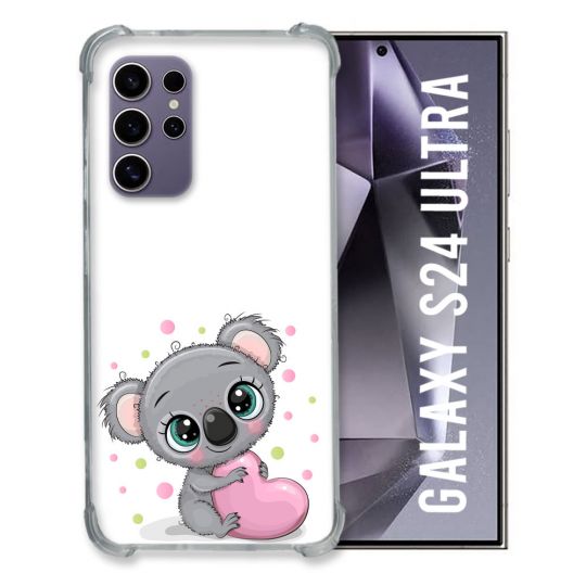 Coque Renforcée En Verre Trempé Pour Samsung Galaxy S24 Ultra Animal Koala Cœur