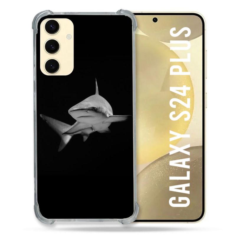 Coque Renforcée En Verre Trempé Pour Samsung Galaxy S24 Plus Animal Requin Sombre