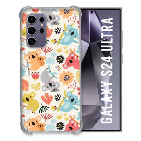 Coque Renforcée En Verre Trempé Pour Samsung Galaxy S24 Ultra Animal Koala Pattern