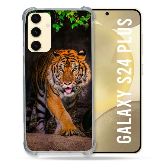 Coque Renforcée En Verre Trempé Pour Samsung Galaxy S24 Plus Animal Tigre Jungle