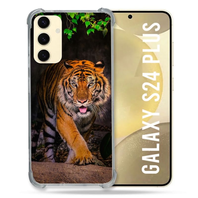 Coque Renforcée En Verre Trempé Pour Samsung Galaxy S24 Plus Animal Tigre Jungle