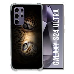 Coque Renforcée En Verre Trempé Pour Samsung Galaxy S24 Ultra Animal Leopard Yeux