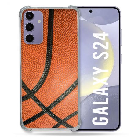 Coque Renforcée En Verre Trempé Pour Samsung Galaxy S24 Sport Ballon Basket