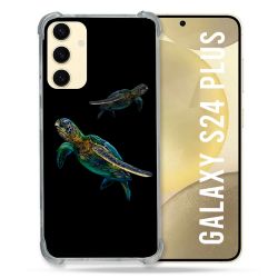 Coque Renforcée En Verre Trempé Pour Samsung Galaxy S24 Plus Animal Tortue Noire multicolore