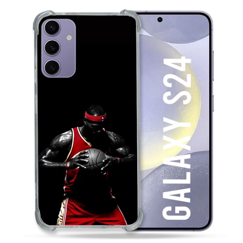 Coque Renforcée En Verre Trempé Pour Samsung Galaxy S24 Sport Basketeur