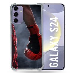 Coque Renforcée En Verre Trempé Pour Samsung Galaxy S24 Sport Boxe Gant Rouge