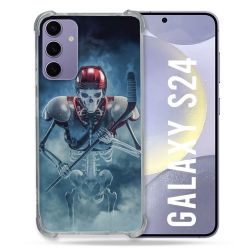 Coque Renforcée En Verre Trempé Pour Samsung Galaxy S24 Sport Hockey Squelette
