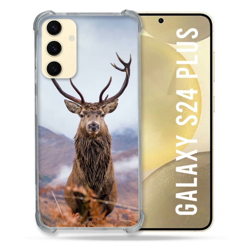 Coque Renforcée En Verre Trempé Pour Samsung Galaxy S24 Plus Chasse Chevreuil Montagne