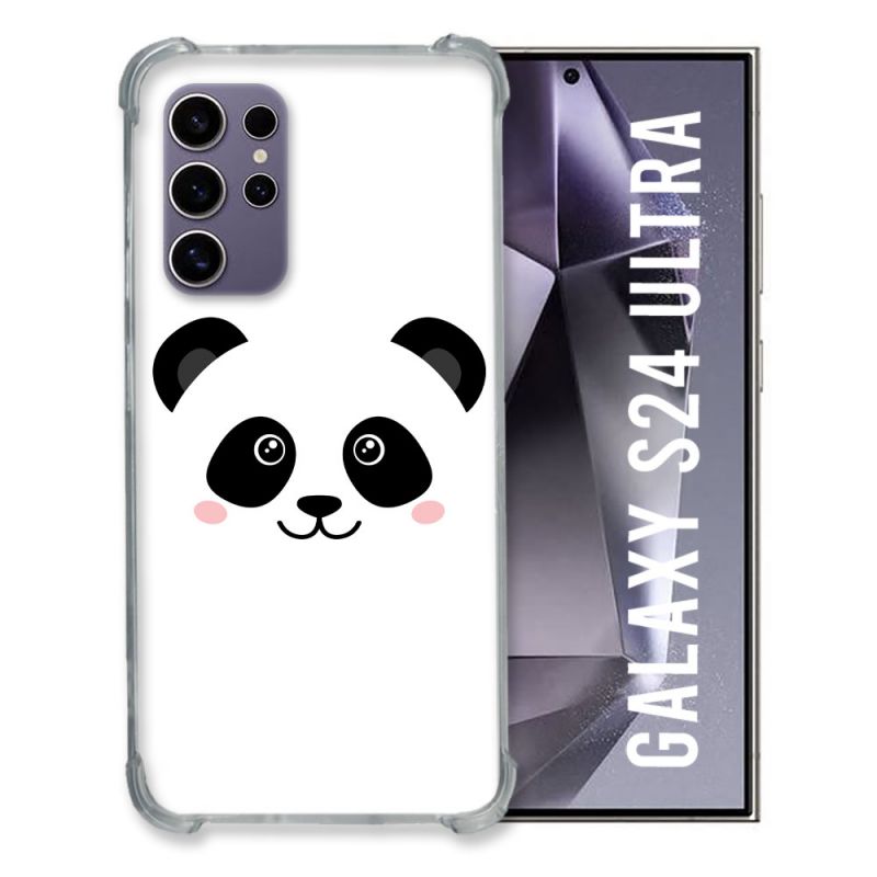 Coque Renforcée En Verre Trempé Pour Samsung Galaxy S24 Ultra Animal Panda Blanc
