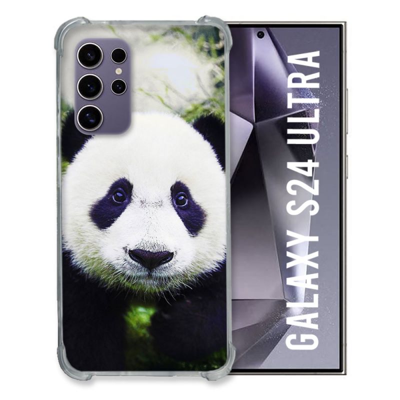 Coque Renforcée En Verre Trempé Pour Samsung Galaxy S24 Ultra Animal Panda Color