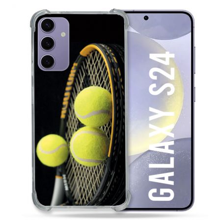 Coque Renforcée En Verre Trempé Pour Samsung Galaxy S24 Sport Tennis Balls