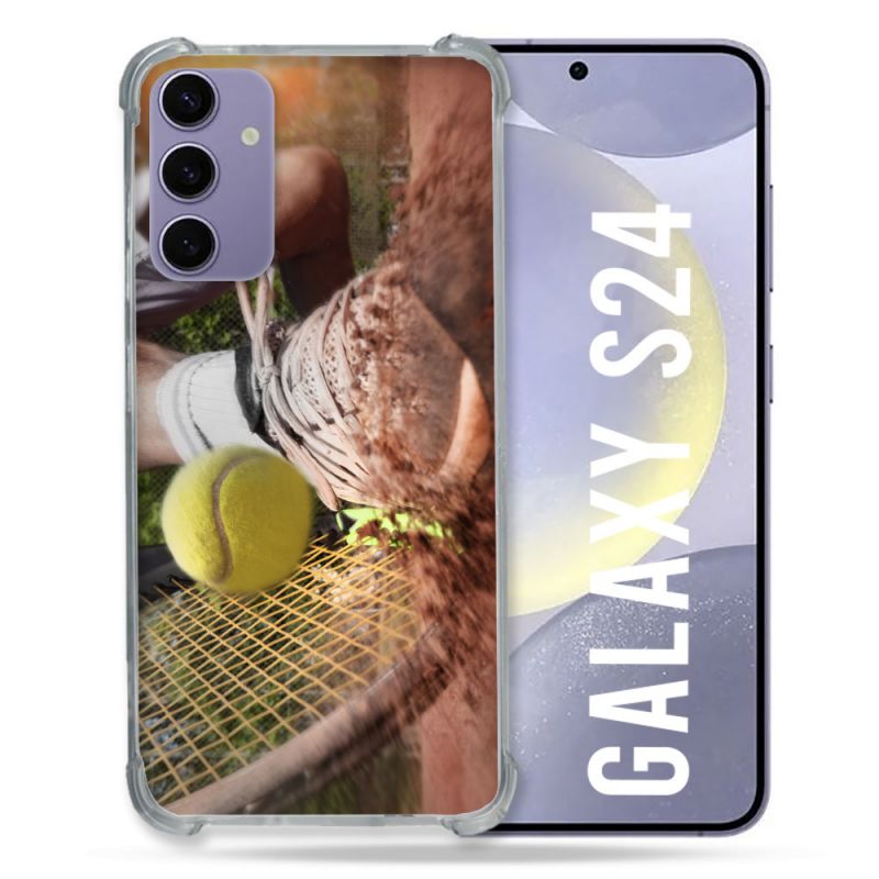 Coque Renforcée En Verre Trempé Pour Samsung Galaxy S24 Sport Tennis Glissade