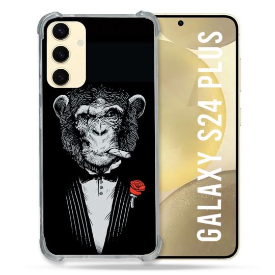 Coque Renforcée En Verre Trempé Pour Samsung Galaxy S24 Plus Decale Singe Mafia
