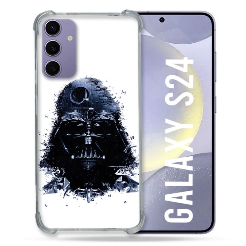 Coque Renforcée En Verre Trempé Pour Samsung Galaxy S24 Star Wars - Dark Vador Blanc