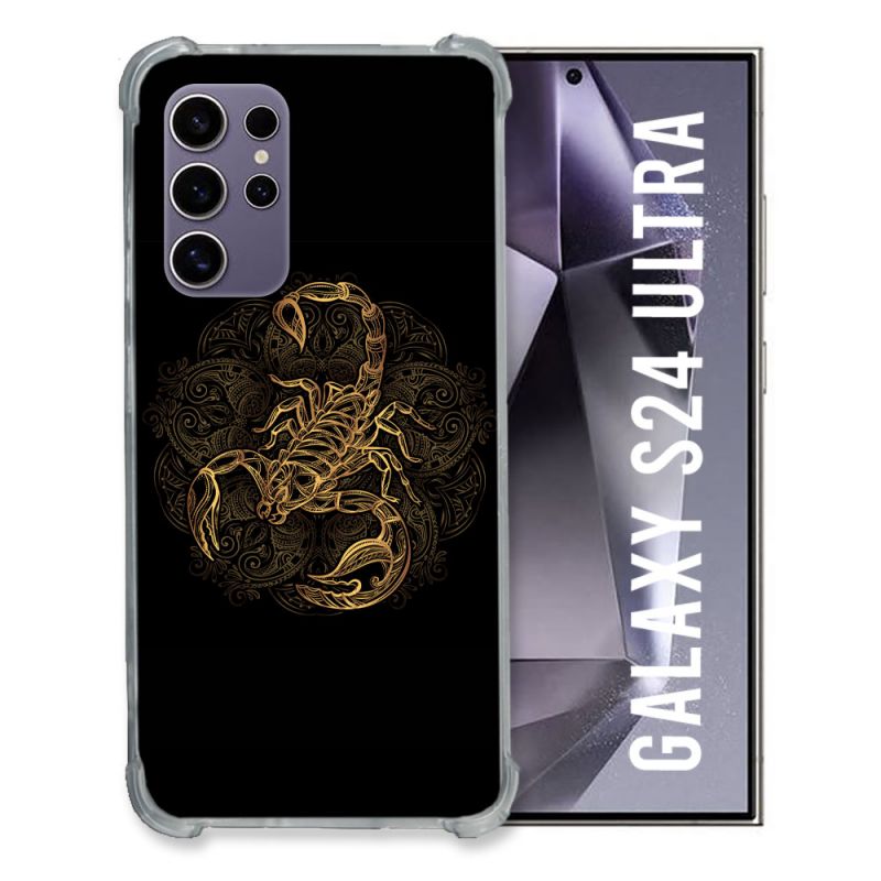 Coque Renforcée En Verre Trempé Pour Samsung Galaxy S24 Ultra Animal Scorpion Fresque