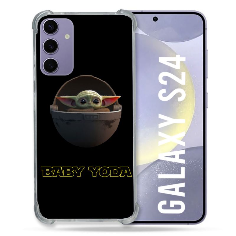 Coque Renforcée En Verre Trempé Pour Samsung Galaxy S24 Star Wars - Yoda bebe noir