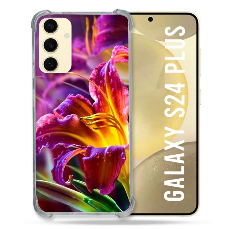 Coque Renforcée En Verre Trempé Pour Samsung Galaxy S24 Plus Fleur Lys Color