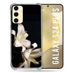 Coque Renforcée En Verre Trempé Pour Samsung Galaxy S24 Plus Fleur Lys Noir