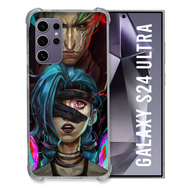 Coque Renforcée En Verre Trempé Pour Samsung Galaxy S24 Ultra Arcane Jynx Bleu