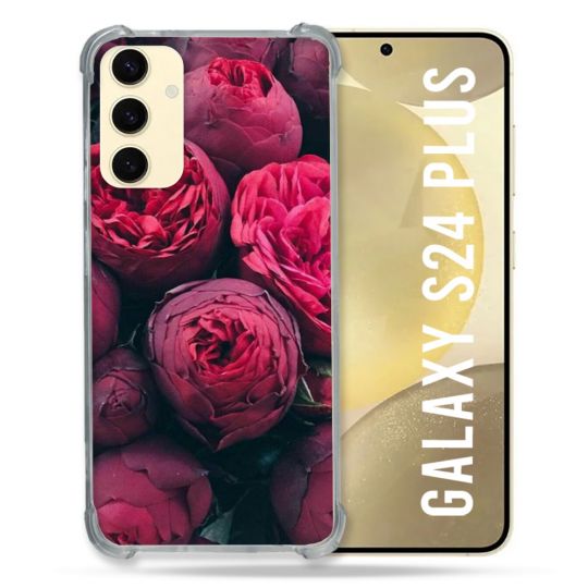 Coque Renforcée En Verre Trempé Pour Samsung Galaxy S24 Plus Fleur Pivoine