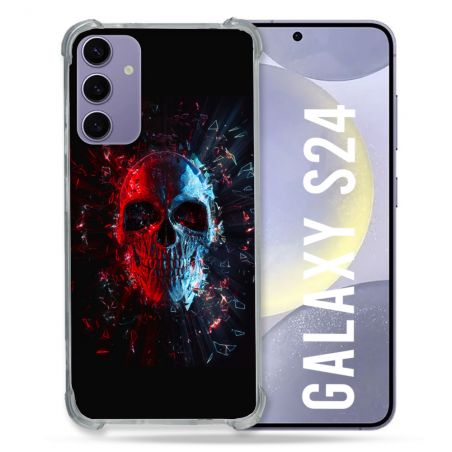 Coque Renforcée En Verre Trempé Pour Samsung Galaxy S24 Tete de Mort Deflagration