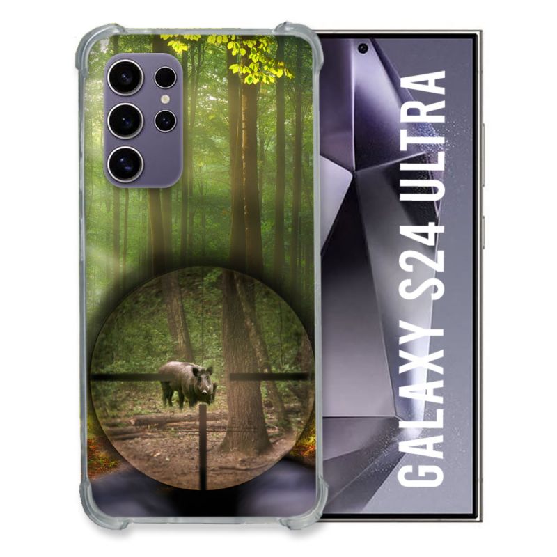 Coque Renforcée En Verre Trempé Pour Samsung Galaxy S24 Ultra Chasse Sanglier Viseur