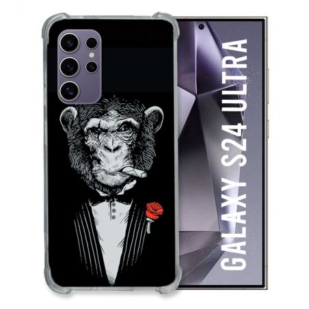 Coque Renforcée En Verre Trempé Pour Samsung Galaxy S24 Ultra Decale Singe Mafia