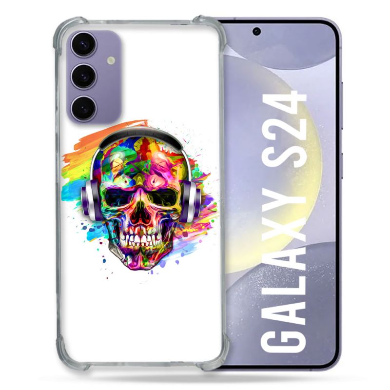 Coque Renforcée En Verre Trempé Pour Samsung Galaxy S24 Tete de Mort Tag