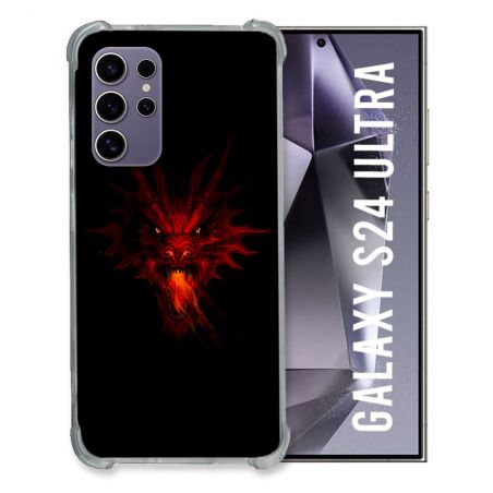 Coque Renforcée En Verre Trempé Pour Samsung Galaxy S24 Ultra Fantastique Dragon Feu