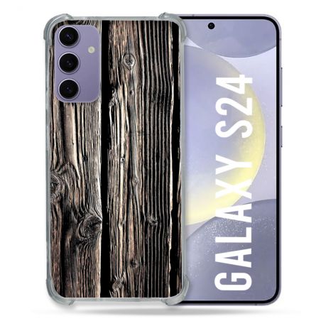 Coque Renforcée En Verre Trempé Pour Samsung Galaxy S24 Texture Bois