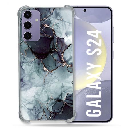 Coque Renforcée En Verre Trempé Pour Samsung Galaxy S24 Texture Marbre Gris