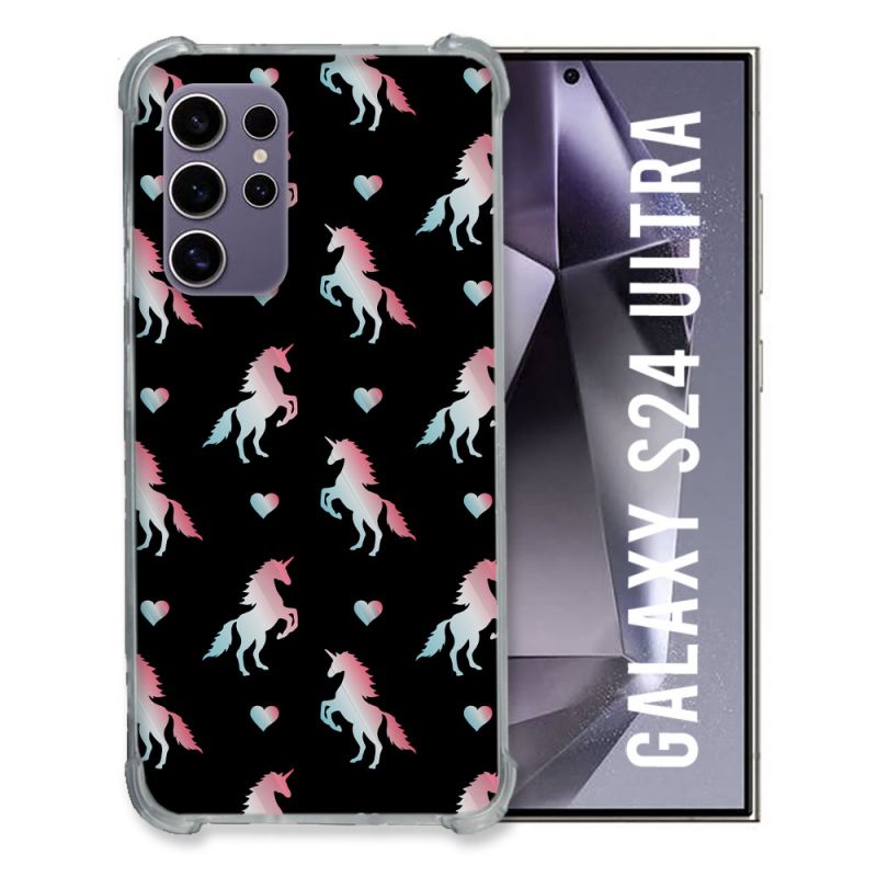Coque Renforcée En Verre Trempé Pour Samsung Galaxy S24 Ultra Fantastique Licorne Pattern