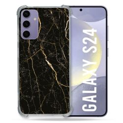 Coque Renforcée En Verre Trempé Pour Samsung Galaxy S24 Texture Marbre Noir