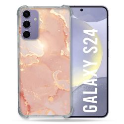 Coque Renforcée En Verre Trempé Pour Samsung Galaxy S24 Texture Marbre Rose