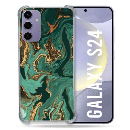 Coque Renforcée En Verre Trempé Pour Samsung Galaxy S24 Texture Marbre Vert