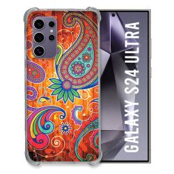 Coque Renforcée En Verre Trempé Pour Samsung Galaxy S24 Ultra Fleur Psychedelic