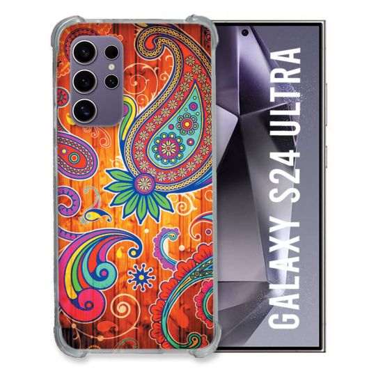 Coque Renforcée En Verre Trempé Pour Samsung Galaxy S24 Ultra Fleur Psychedelic