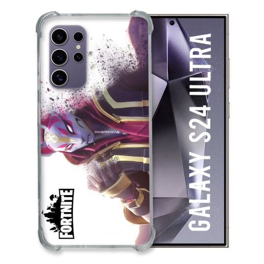 Coque Renforcée En Verre Trempé Pour Samsung Galaxy S24 Ultra Fortnite Blanc