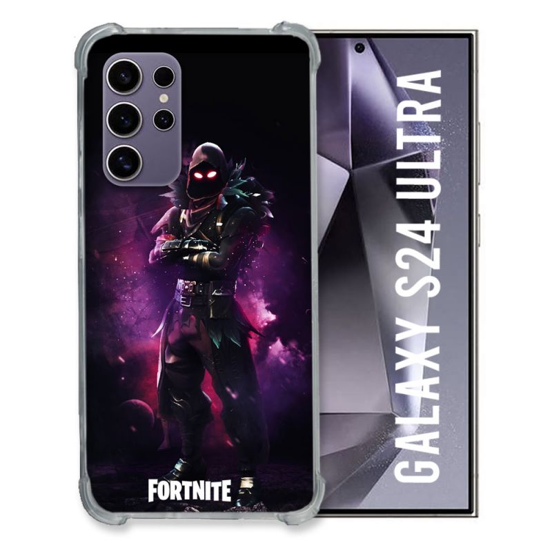 Coque Renforcée En Verre Trempé Pour Samsung Galaxy S24 Ultra Fortnite Raven