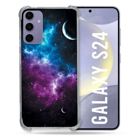 Coque Renforcée En Verre Trempé Pour Samsung Galaxy S24 Univers Bleu Violet