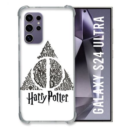 Coque Renforcée En Verre Trempé Pour Samsung Galaxy S24 Ultra Harry Potter Hollows triangle Blanc