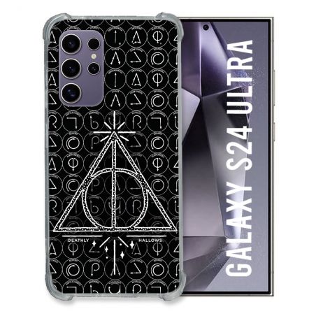 Coque Renforcée En Verre Trempé Pour Samsung Galaxy S24 Ultra Harry Potter Hollows Triangle Noir