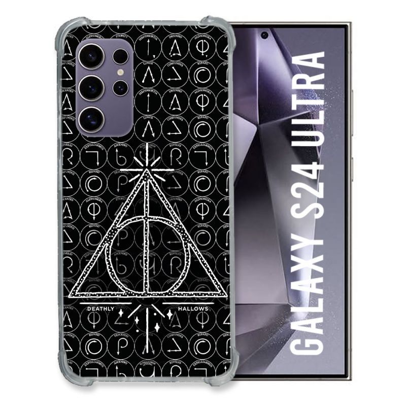 Coque Renforcée En Verre Trempé Pour Samsung Galaxy S24 Ultra Harry Potter Hollows Triangle Noir