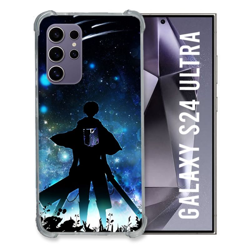 Coque Renforcée En Verre Trempé Pour Samsung Galaxy S24 Ultra Manga Attaque Titans Levi
