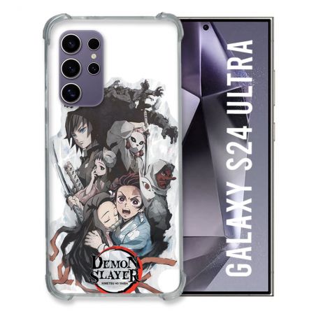 Coque Renforcée En Verre Trempé Pour Samsung Galaxy S24 Ultra Manga Demon Slayer Blanc
