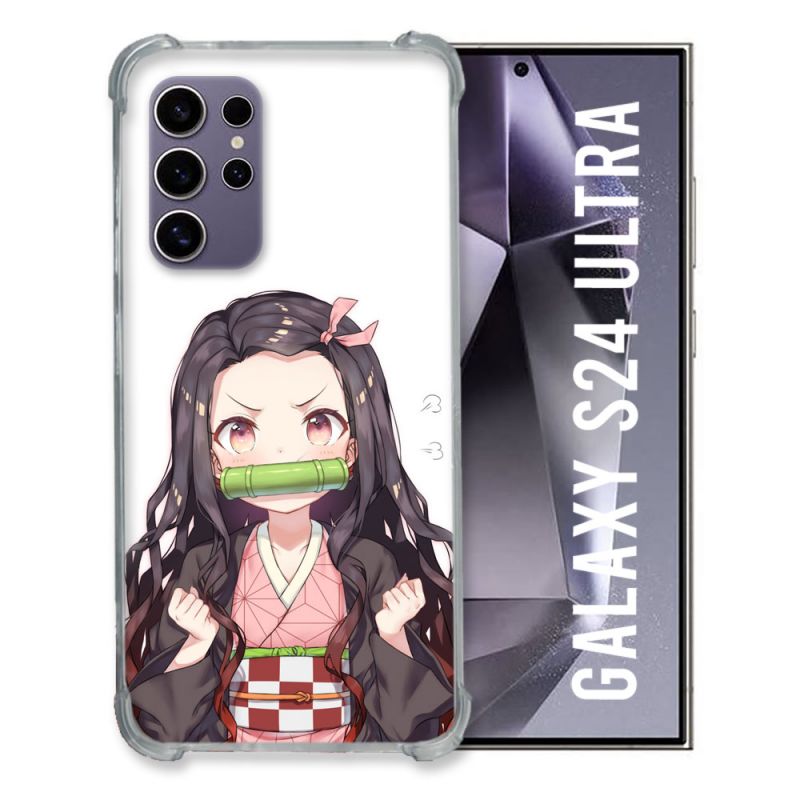 Coque Renforcée En Verre Trempé Pour Samsung Galaxy S24 Ultra Manga Demon Slayer Nezuko