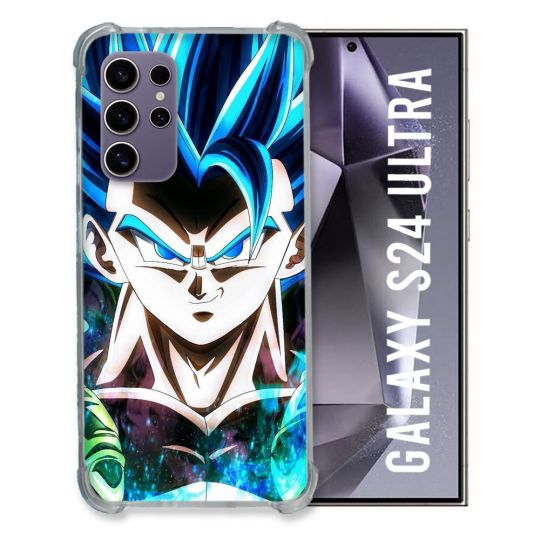 Coque Renforcée En Verre Trempé Pour Samsung Galaxy S24 Ultra Manga Dragon Ball Gogeta Visage