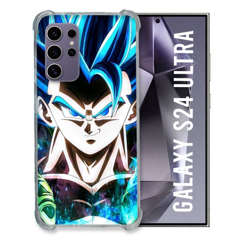 Coque Renforcée En Verre Trempé Pour Samsung Galaxy S24 Ultra Manga Dragon Ball Gogeta Visage
