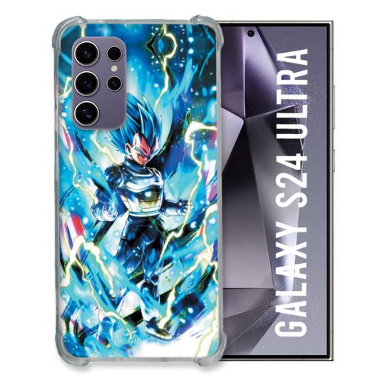 Coque Renforcée En Verre Trempé Pour Samsung Galaxy S24 Ultra Manga Dragon Ball Vegeta Bleu