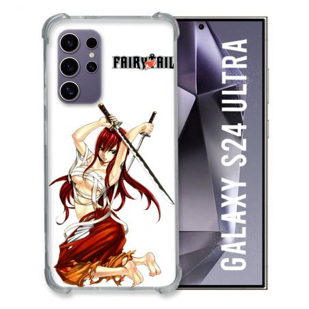 Coque Renforcée En Verre Trempé Pour Samsung Galaxy S24 Ultra Manga Fairy Tail Erza
